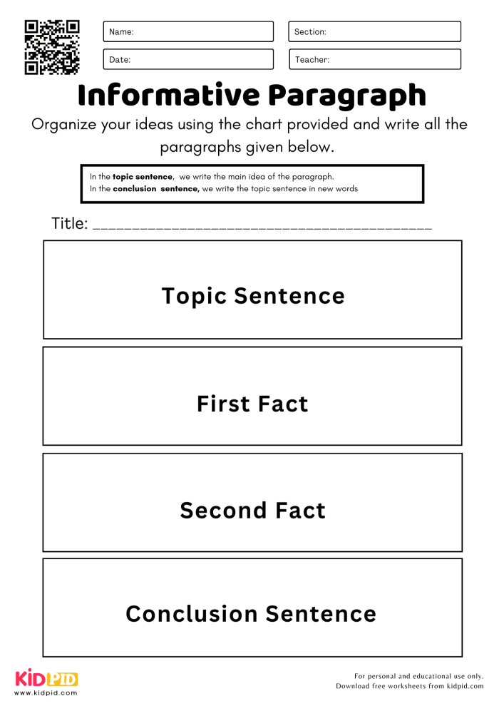 Outline an Informative Paragraph worksheet for fifth grade reading students 15 Fifth grade students using an informative paragraph outline worksheet to organize their writing