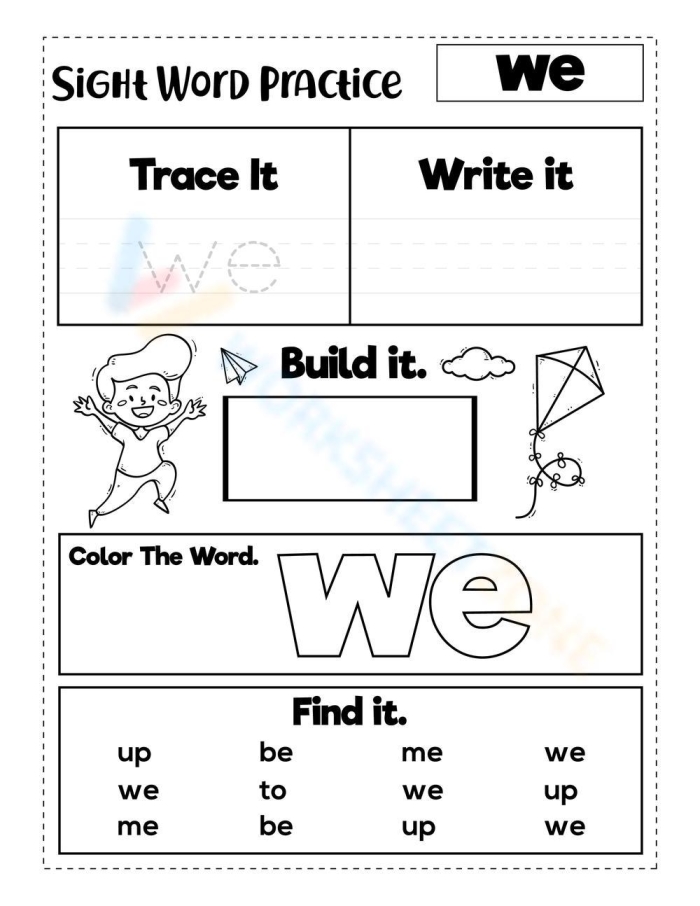 Interactive worksheet for preschoolers to learn the sight word "Up" through engaging activities