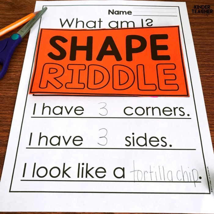 Interactive Shape Riddles worksheet for second graders to enhance shape recognition skills