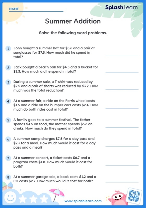 Add It Up Addition Word Problems Exercise 9 for Third Grade Math Practice Third grade math worksheet showing addition word problems where students solve problems with two or three two-digit numbers to add together