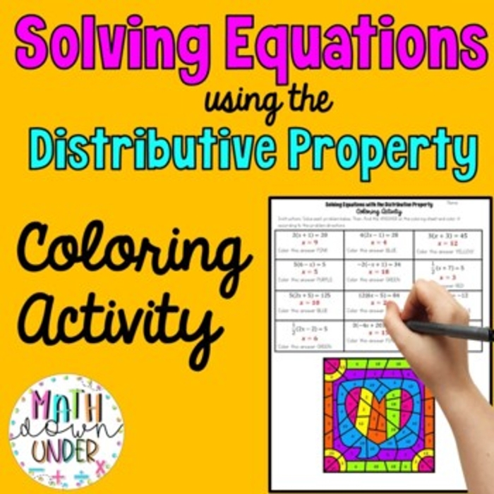 Solve Equations With the Distributive Property Worksheet 10 Eighth grade algebra worksheet for practicing solving equations using the distributive property