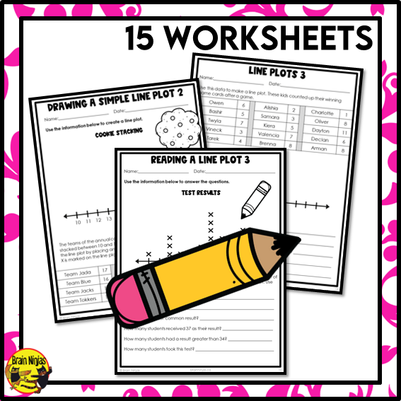 Interpret the Line Plot worksheet for life science practice Students analyzing data on a line plot worksheet designed for second graders