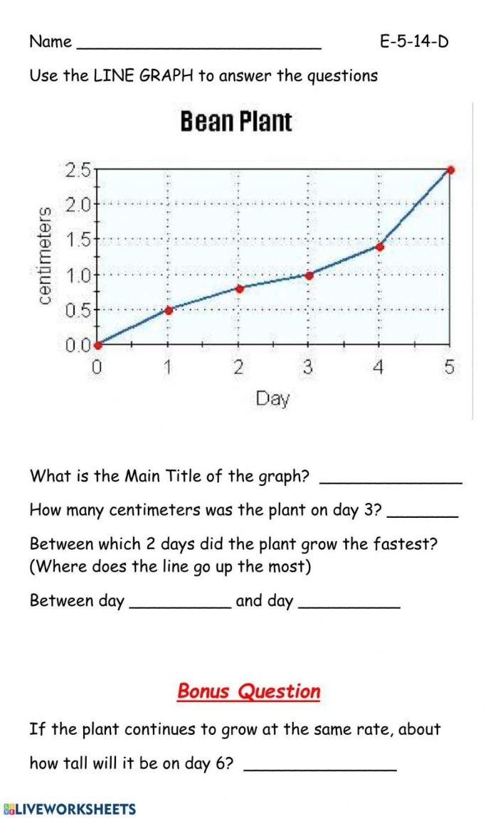 Line Graphs Worksheet: Understanding Graph Basics for Elementary Math Students Third grade student learning to read and interpret line graph data on a math worksheet about graph basics