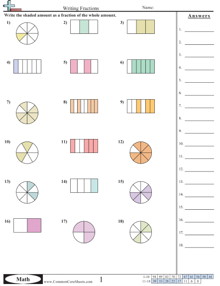 Introduction to Fractions worksheet for third graders, image 3 Children's worksheet focusing on writing fractions in both numerical and word formats