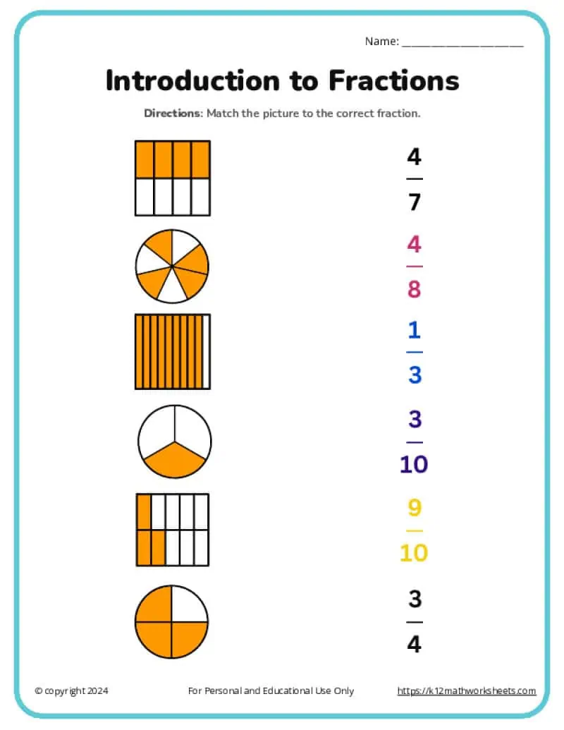 Earth and Space Science worksheet for Third Grade Kids engaging with an Introduction to Fractions worksheet, practicing writing fractions in both number and word forms. Third-grade students explore basic fractions through a fun and interactive activity.