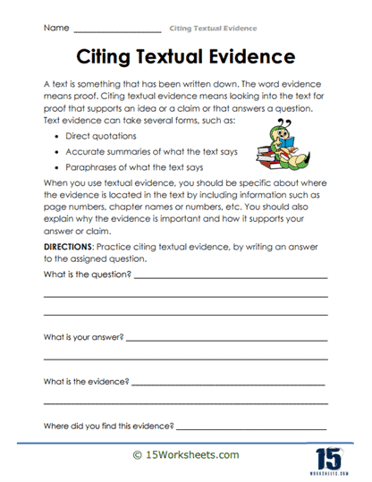 Earth and Space Science worksheet for Third Grade Worksheet featuring introductory phrases for citing text evidence in Earth and Space Science. Educational resource for third graders on using introductory phrases effectively.