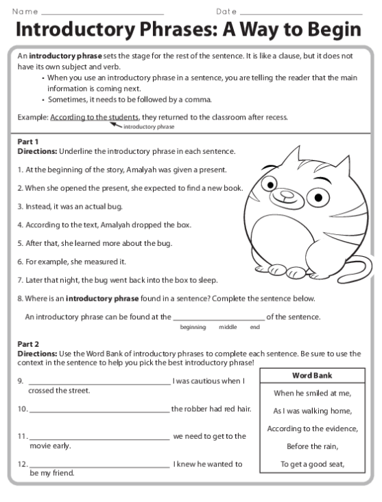 Earth and Space Science worksheet for Third Grade Worksheet displaying introductory phrases for citing evidence in Earth and Space Science. Introductory Phrases: Cite the Evidence worksheet for third graders.