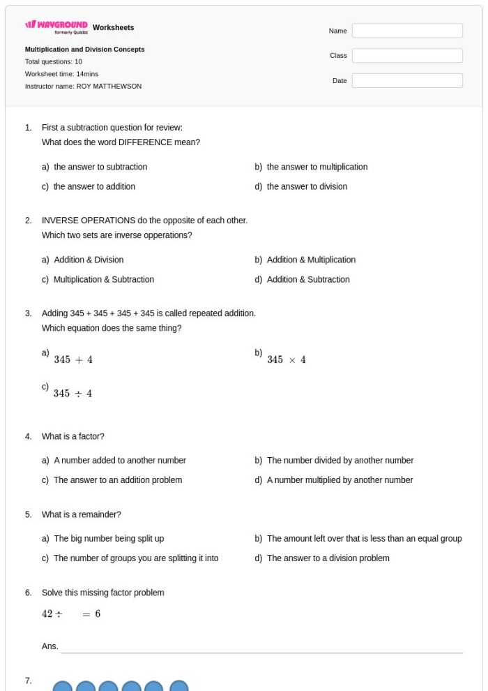 Explore inverse relationships in multiplication with this engaging worksheet for students Worksheet for understanding inverse equations in multiplication for third graders