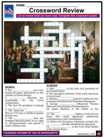 Four Irish-American founding fathers portrait illustrations for a fifth grade history counting worksheet activity