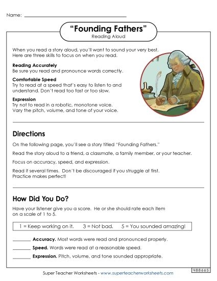 Fifth grade worksheet featuring four Irish-born American founding fathers for math and history practice