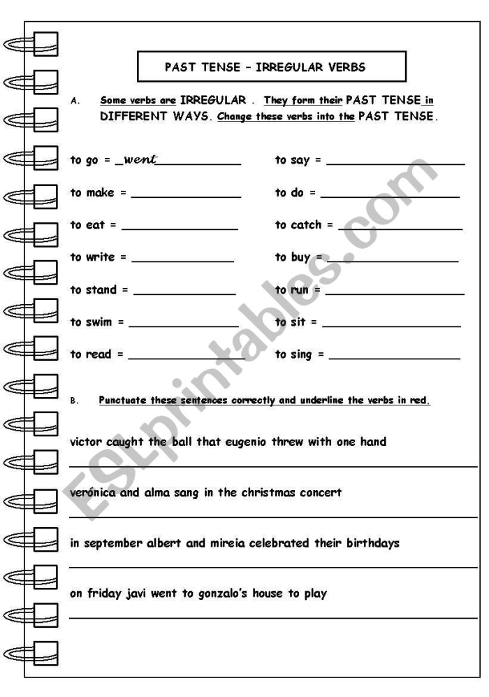 Knew It Irregular Past-Tense Verbs Worksheet Three Life Science Practice Third grade student completing a Knew It! irregular past-tense verbs worksheet with life science examples