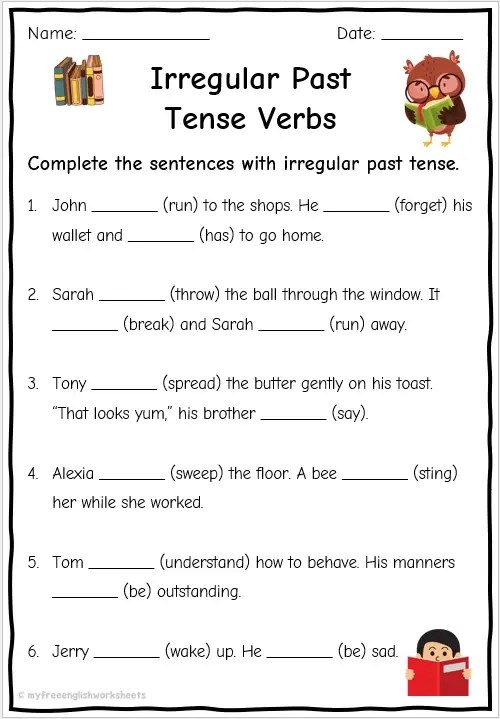 Irregular Past Tense Verbs Worksheet for Second Grade Students Kids exploring irregular past tense verbs in a fun word search worksheet