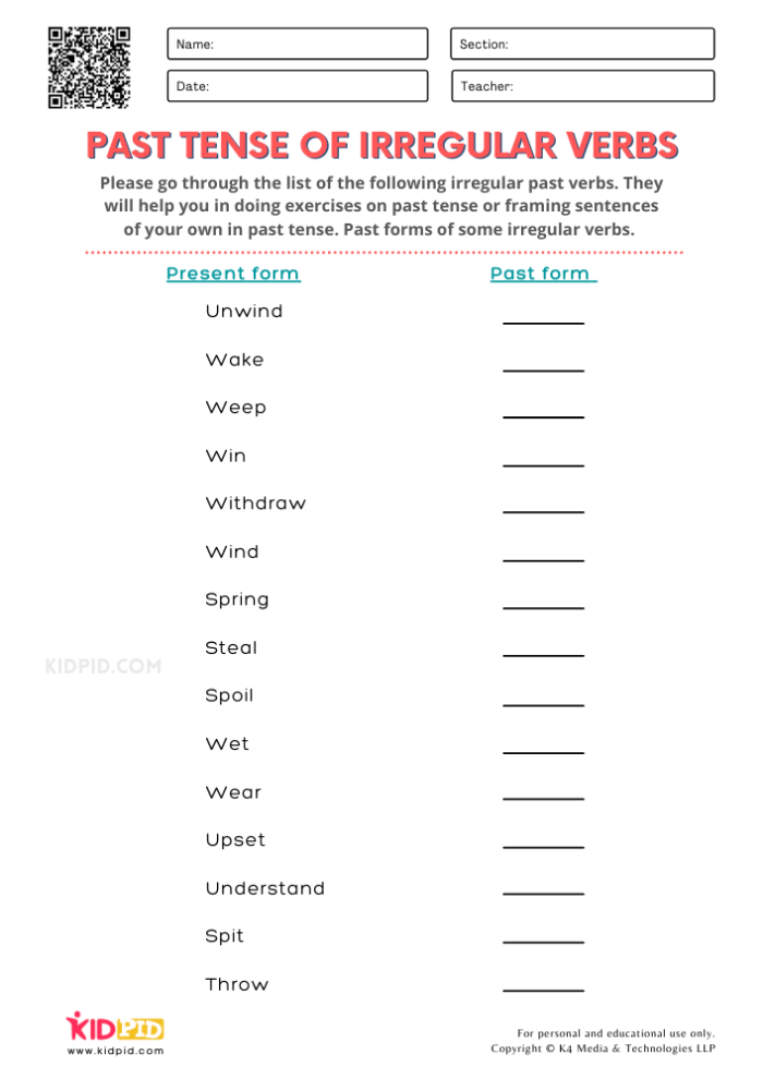 End-of-year activity for evaluating mastery of tricky irregular past tense verbs Irregular Past Tense Verbs Check-in worksheet for second graders to assess their understanding