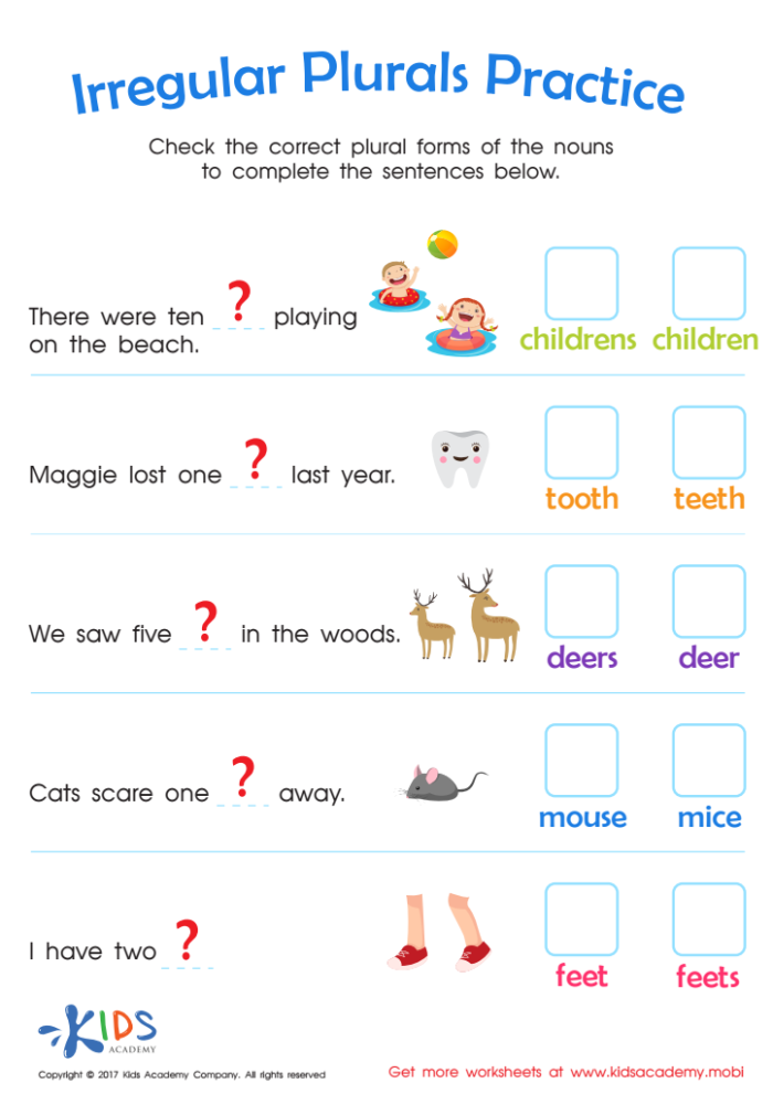 Irregular Plural Noun Match worksheet for data and graphing practice Worksheet featuring irregular plural noun matching for second graders