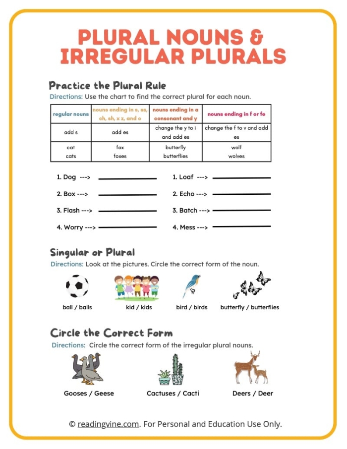 Irregular Plural Noun Match Worksheet 3 for Second Grade Grammar Practice Second grade students matching irregular plural nouns on a printable classroom worksheet