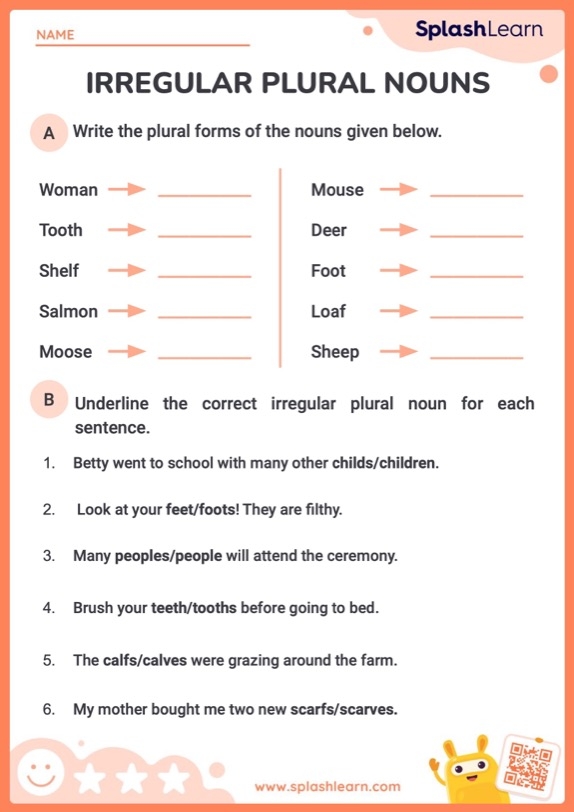 Irregular Plural Noun Match worksheet for engaging learning activities in data and graphing Worksheet for matching irregular plural nouns with their singular forms suitable for second graders