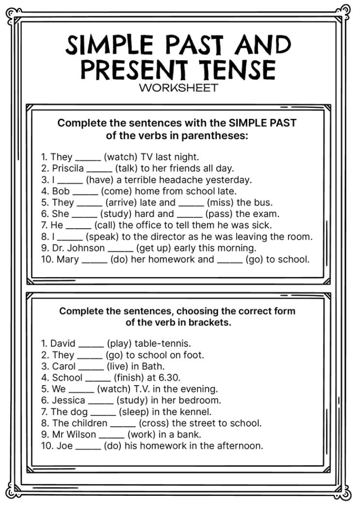 Image 7: Converting Present to Past Tense Verbs Activity Sheet Second grade grammar worksheet showing present tense verbs converted to past tense with letter blanks for irregular verb practice
