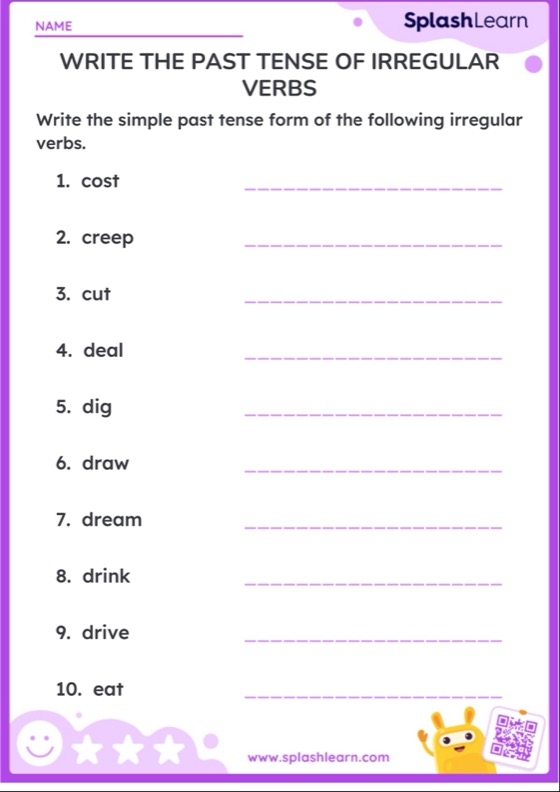 Third grade students completing a Found It! Irregular Past-Tense Verbs activity page