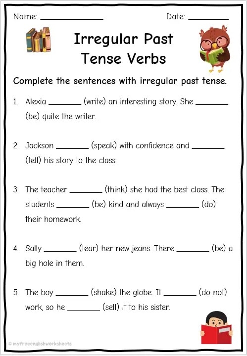 Knew It! Irregular Past-Tense Verbs practice sheet for students Interactive worksheet for third graders on irregular past-tense verbs