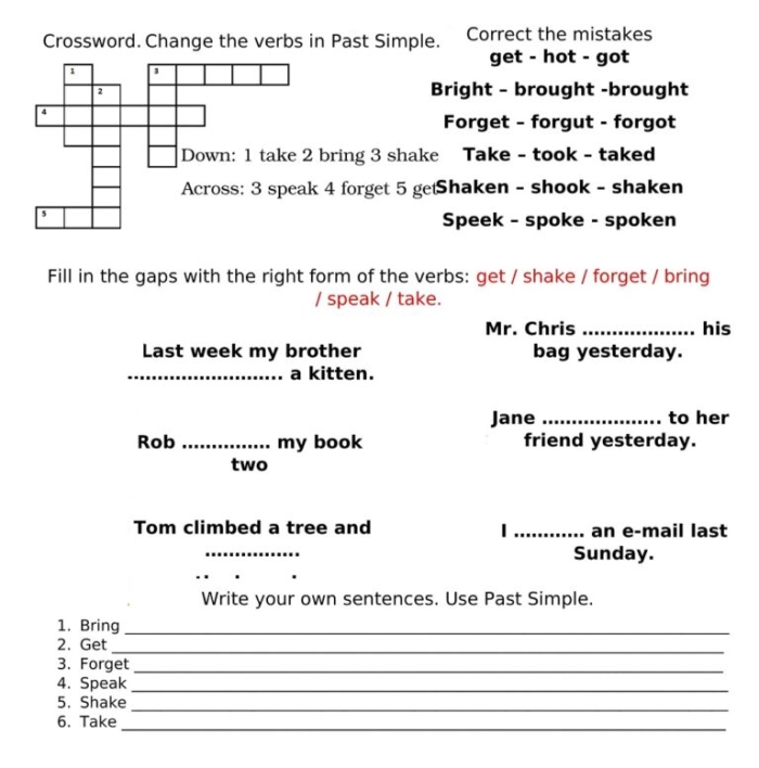 Irregular verbs worksheet designed for third graders to enhance grammar skills
