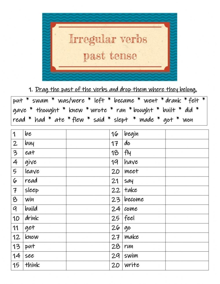 Engaging activity for practicing verb transformations in past tense Irregular past tense verbs word search worksheet for second graders