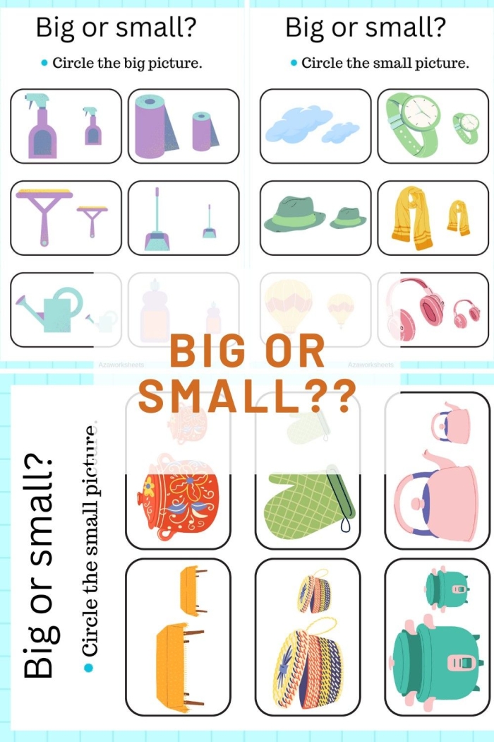 Worksheet image for "Is It Big or Small?" activity for Pre-K students