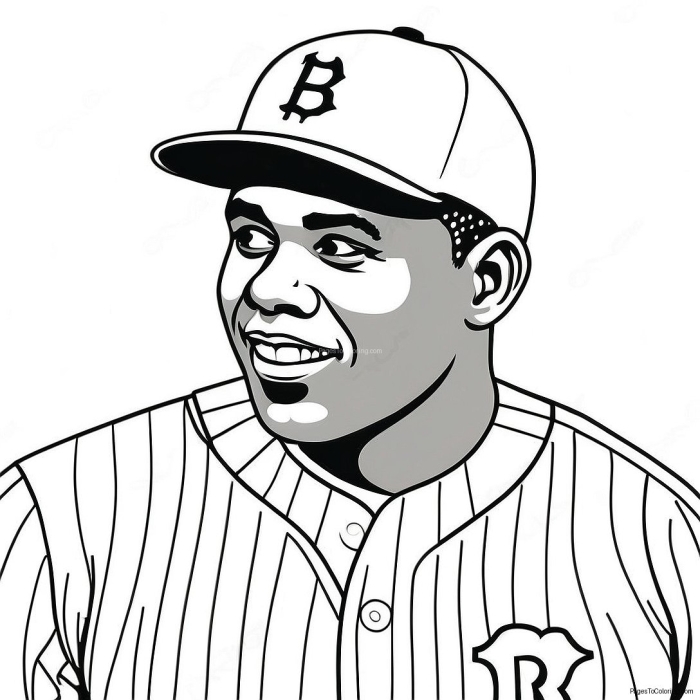 Image 24: Jackie Robinson Baseball Pioneer Coloring Activity Jackie Robinson coloring page for pre-K students learning about the pioneering baseball player who broke color barriers in sports