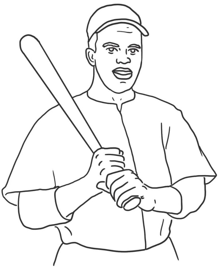 Jackie Robinson coloring worksheet for early learners number sixteen Jackie Robinson baseball player coloring page for pre-k students to practice coloring