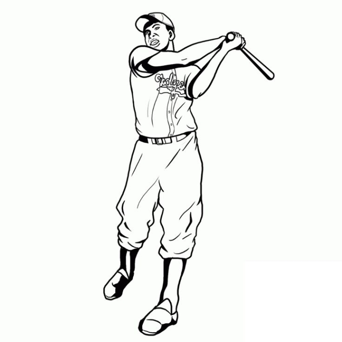 Jackie Robinson Baseball Player Coloring Activity 25 Pre-K coloring worksheet featuring Jackie Robinson as a baseball pioneer