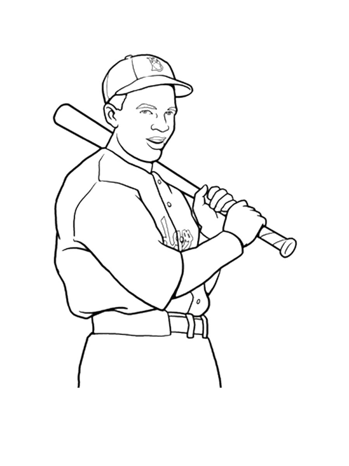 Jackie Robinson baseball hero coloring worksheet for early learners five Pre-K coloring page worksheet of baseball legend Jackie Robinson for students