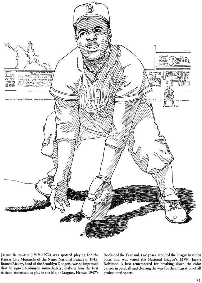 Jackie Robinson Coloring Page worksheet for Pre-K students number 12 Preschool coloring sheet featuring a friendly drawing of baseball legend Jackie Robinson