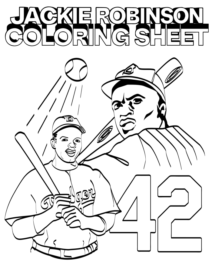 Jackie Robinson baseball hero coloring page for early learners 23 Pre-K coloring worksheet featuring baseball legend Jackie Robinson 23
