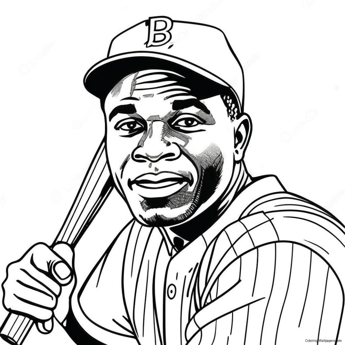Jackie Robinson Coloring Page Activity Sheet 8 A simple coloring worksheet featuring baseball legend Jackie Robinson for preschool students