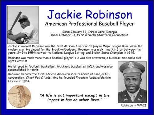 Jackie Robinson biography worksheet for third graders focusing on sequence of events