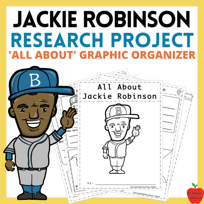 Jackie Robinson biography worksheet for third graders focusing on sequence of events