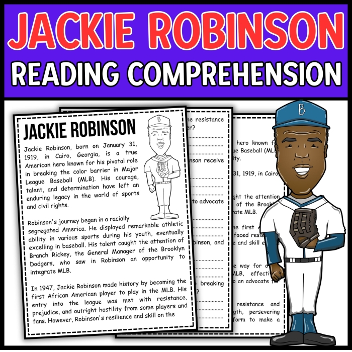 Jackie Robinson biography worksheet for third graders focusing on the sequence of events
