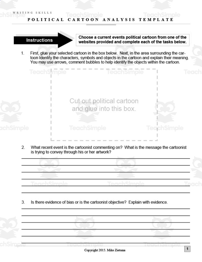 Writing worksheet for Sixth Grade Students analyzing a political cartoon related to Andrew Jackson's banking controversy. Worksheet for sixth graders on Jackson's Presidency: Analyzing a Political Cartoon.