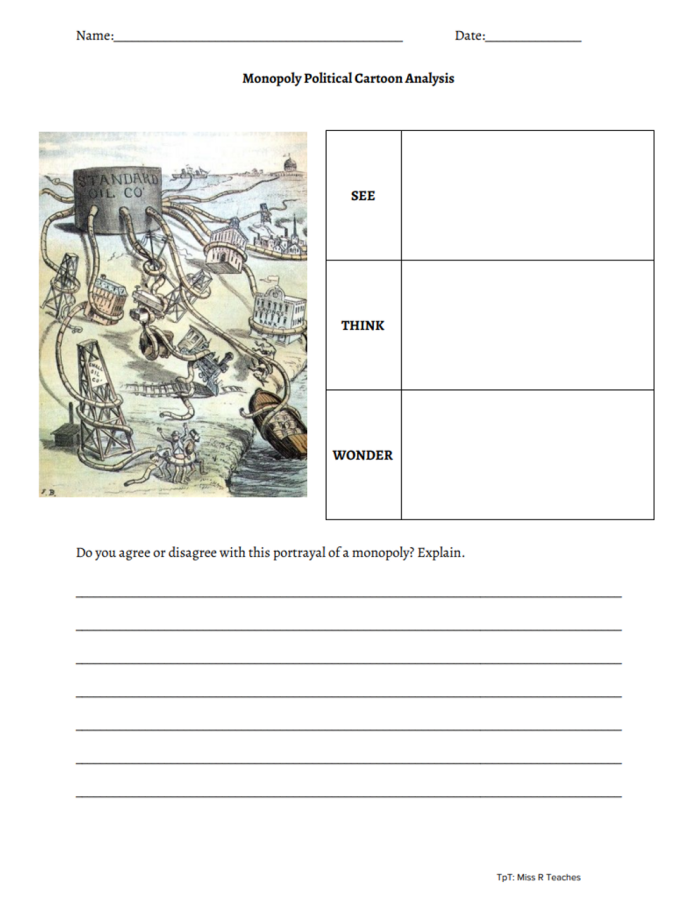 Worksheet on analyzing political cartoons related to Andrew Jackson's economic policies Political cartoon depicting the banking controversy during Jackson's presidency for sixth-grade students