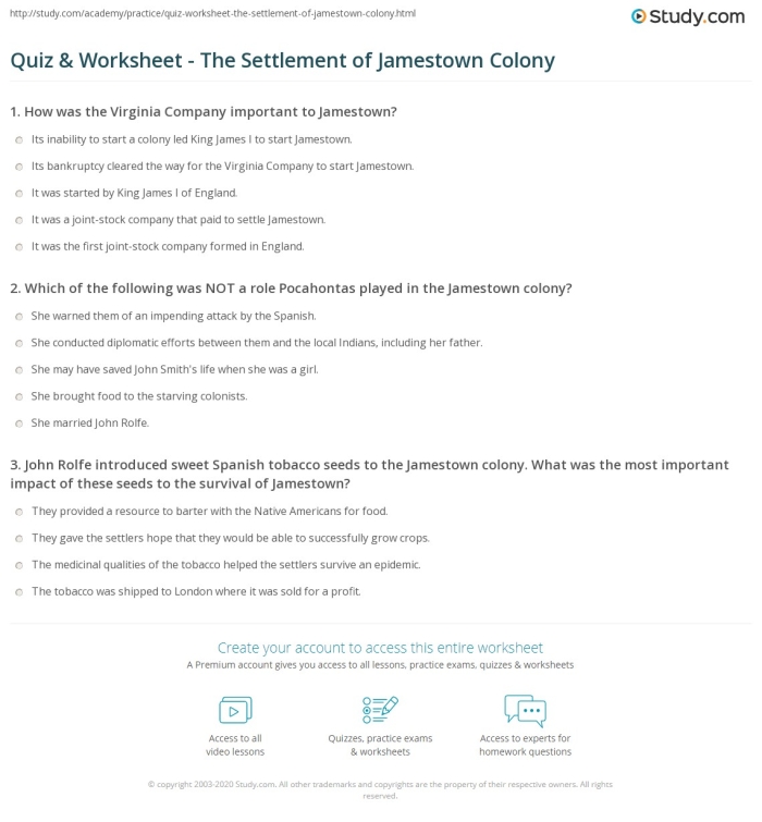 Engaging social studies worksheet about the Jamestown colony for reading practice Colonial America Jamestown worksheet for fourth graders focusing on key settlers and events