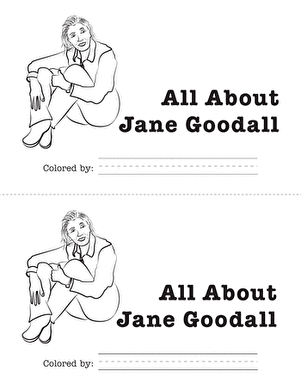 Jane Goodall Reader worksheet for kindergarten students focused on early literacy skills