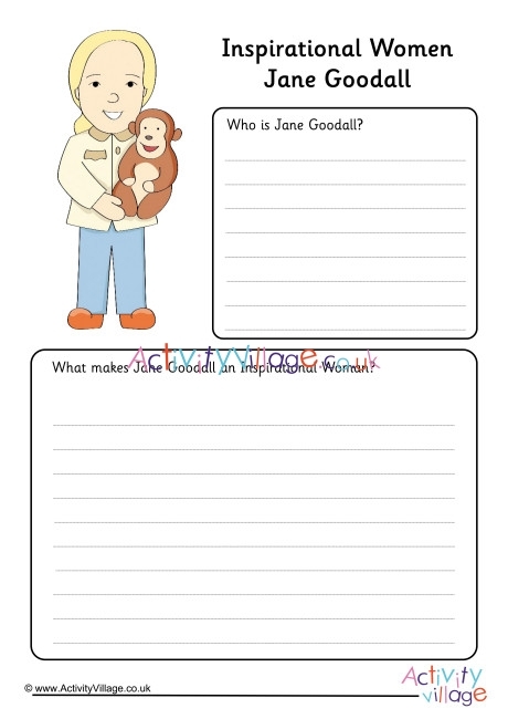Second grade reading worksheet featuring a biographical lesson on scientist Jane Goodall