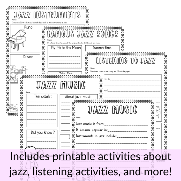 Fourth grade worksheet about the origins of jazz music for Black History Month