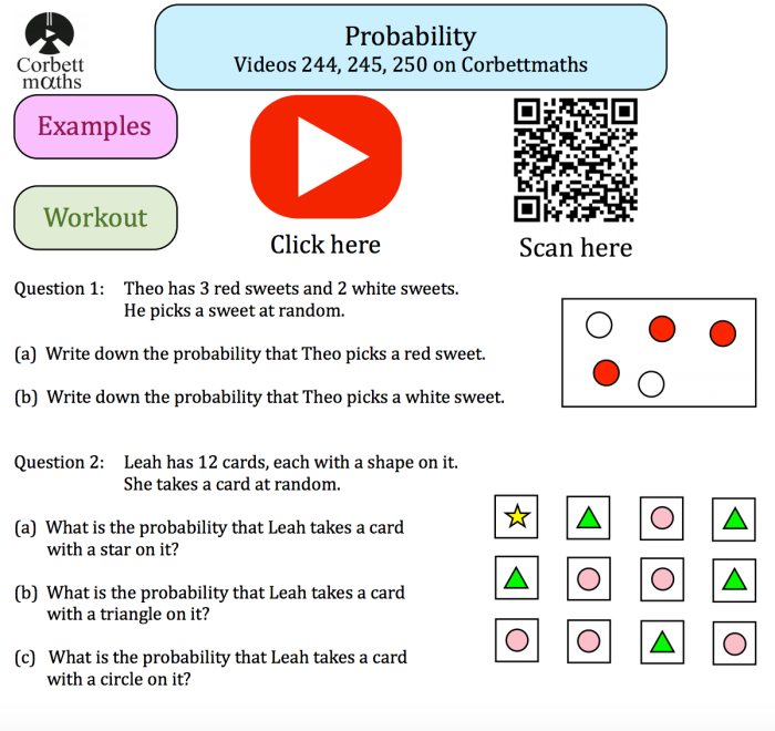 Fifth grade math worksheet featuring colorful jelly beans to help students calculate probability as a fraction