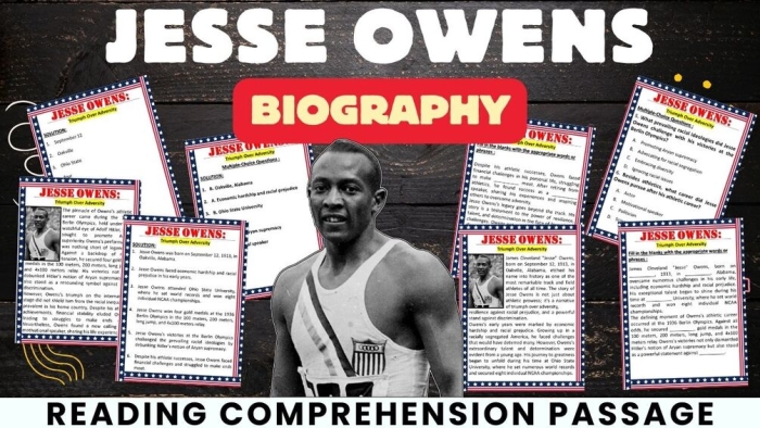 Second grade students completing a reading comprehension worksheet about track star Jesse Owens