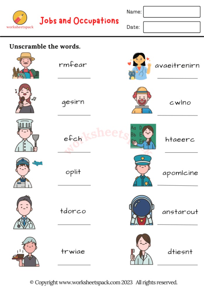 Different Types of Jobs Worksheet for First Grade Data and Graphing Lesson 22 First grade students drawing and labeling three different types of jobs on a worksheet