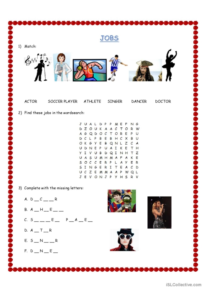 Second grade students practicing vocabulary with a community helpers themed word search puzzle