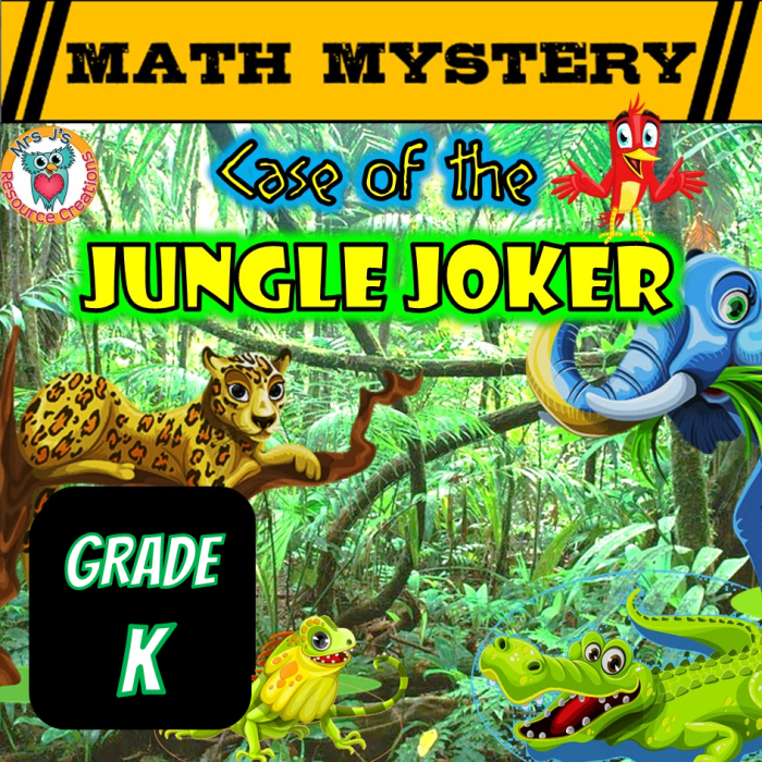Colorful worksheet featuring the Missing Numbers Game with Jungle Joe for kindergarteners