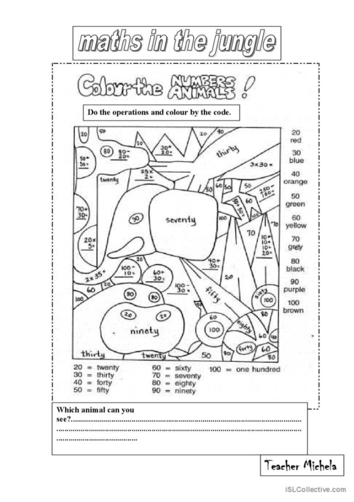 Jungle-themed subtraction worksheet for first graders featuring engaging problems