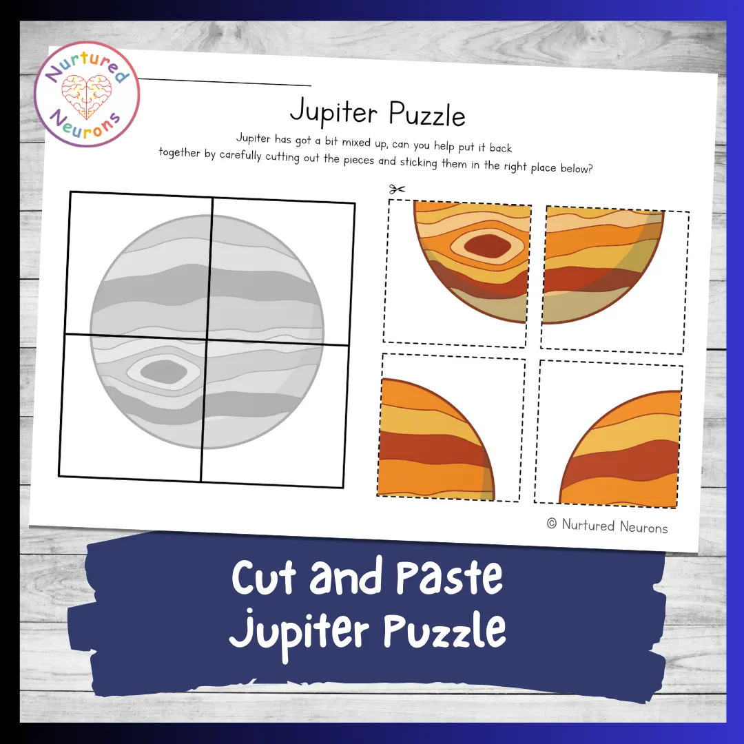 Astronauts navigating a maze to find Jupiter in a fun worksheet for first graders