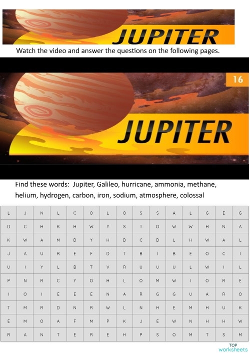 Astronauts navigating a maze to reach Jupiter in a fun worksheet for first graders